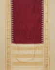 Brown by cream ilkal silk plain saree