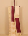 Brown by cream ilkal silk plain saree