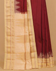 Brown by cream ilkal silk plain saree