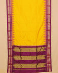 Lemon yellow by wine magenta silk ilkal plain saree