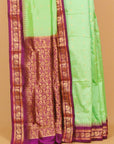 Pista green by magenta wine gadhwal saree