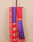 Purple by red ilkal silk zari checks saree