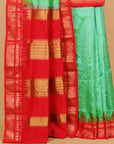 Pista green by red ilkal silk zari checks saree