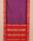 Wine magenta by red ilkal silk zari checks saree