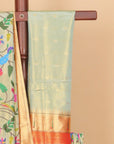 Sea green paithani tissue all over woven saree