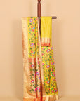 Lemon paithani tissue all over resham woven saree