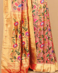 Gajari pink paithani tissue all over woven saree