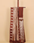 Brown self zari brocket viscose crepe saree