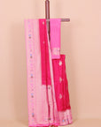 Rani pink by pink viscose crepe big border saree