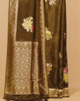 Mendi viscose crepe fancy buties saree