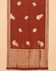 Brown viscose crepe fancy buties saree
