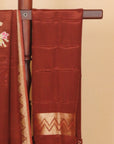 Brown viscose crepe fancy buties saree