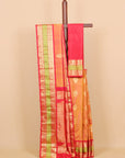 Mustard by maroon gadhwal silk saree