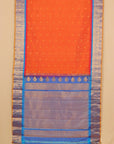 Orange by peacock blue zari checks gadhwal silk saree
