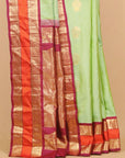 Pista green by wine gadhwal silk saree