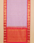 Lavander by red temple zari checks gadhwal silk saree