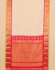 Cream by red small zari checks gadhwal saree