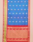 Peacock blue by red gadhwal silk saree