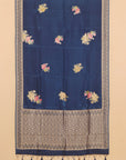 Navy blue viscose crepe saree
