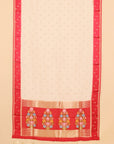 Ivory cream by maroon viscose crepe saree