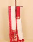 Ivory cream by maroon viscose crepe saree