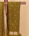 Mendi green small border buties crepe saree