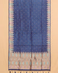 Navy blue multicolor border crepe saree