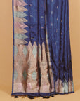 Navy blue multicolor border crepe saree