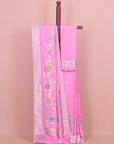 Pink waves zari border crepe saree