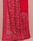 Maroon rani Kashmiri embroidery saree
