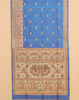 Royal blue madhubani printed silk saree
