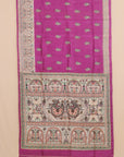 Wine madhubani printed silk saree
