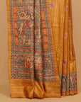 Muster madhubani printed khadi silk saree