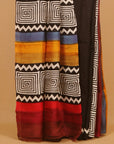 Black printed silk saree