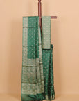 Bottle green tasar silk saree