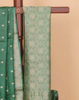 Bottle green tasar silk saree