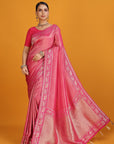 Pink Crepe Saree