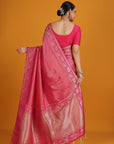 Pink Crepe Saree