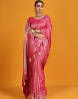 Pink Crepe Saree