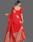 Red Chiffon Crepe Saree