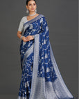 Royal Blue Crepe Saree