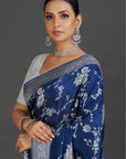 Royal Blue Crepe Saree