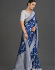 Royal Blue Crepe Saree
