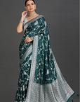 Green Crepe Saree