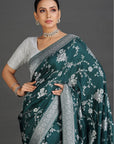 Green Crepe Saree