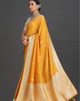 Yellow Crepe Saree