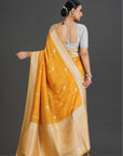 Yellow Crepe Saree