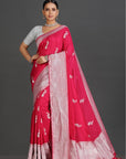 Pink Crepe Saree