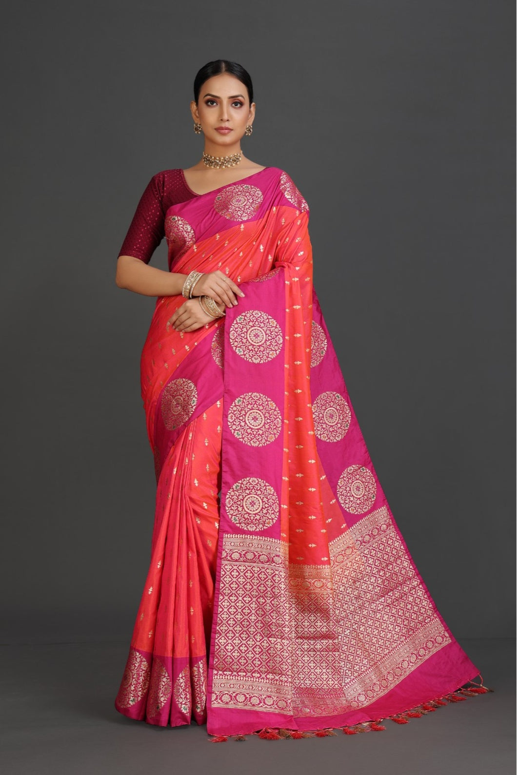 Orange Banarasi Saree
