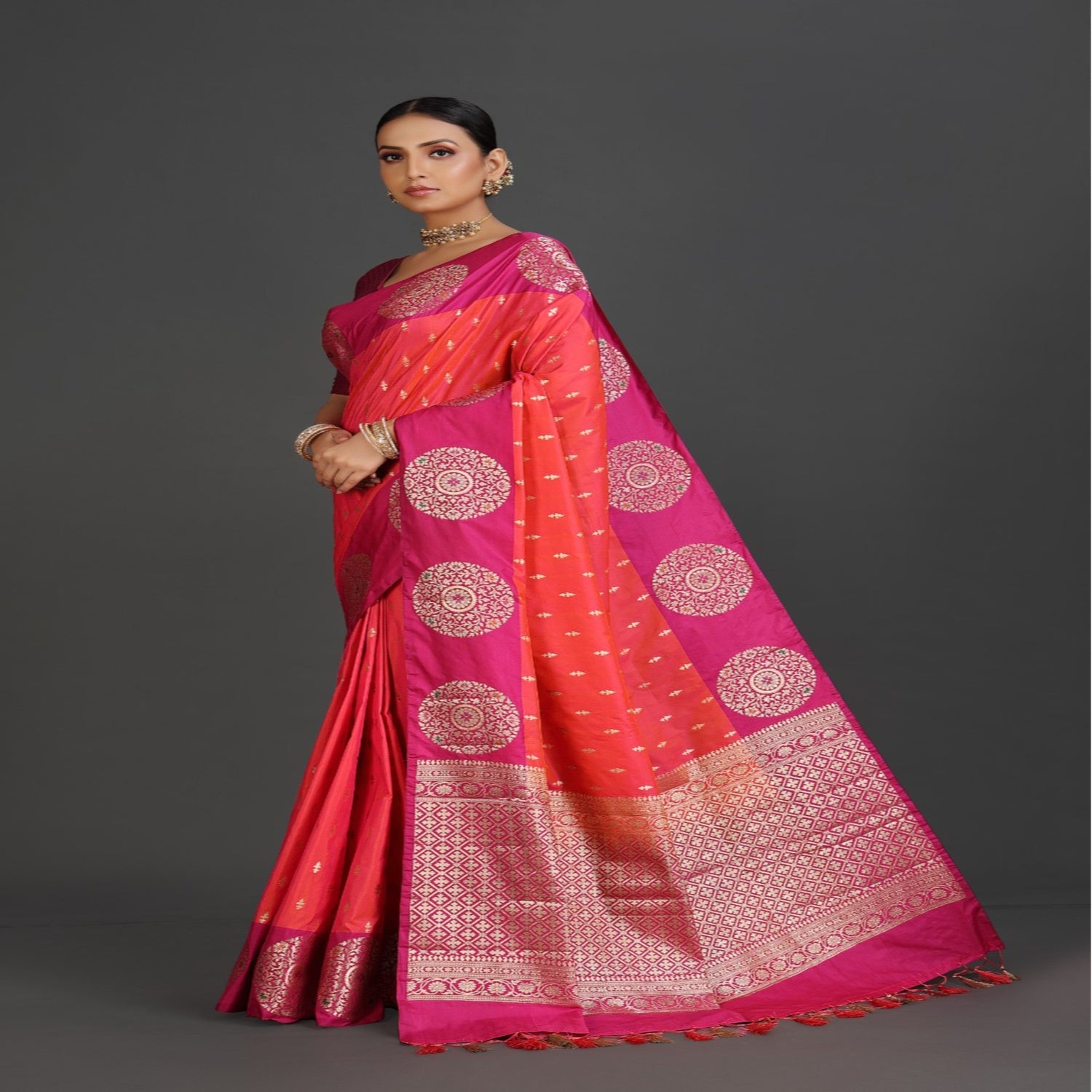 Orange Banarasi Saree